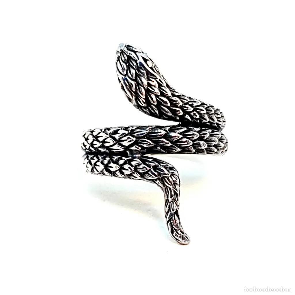 Joyeria: Anillo vintage de serpiente, plata de ley, estilo boho. - Foto 4