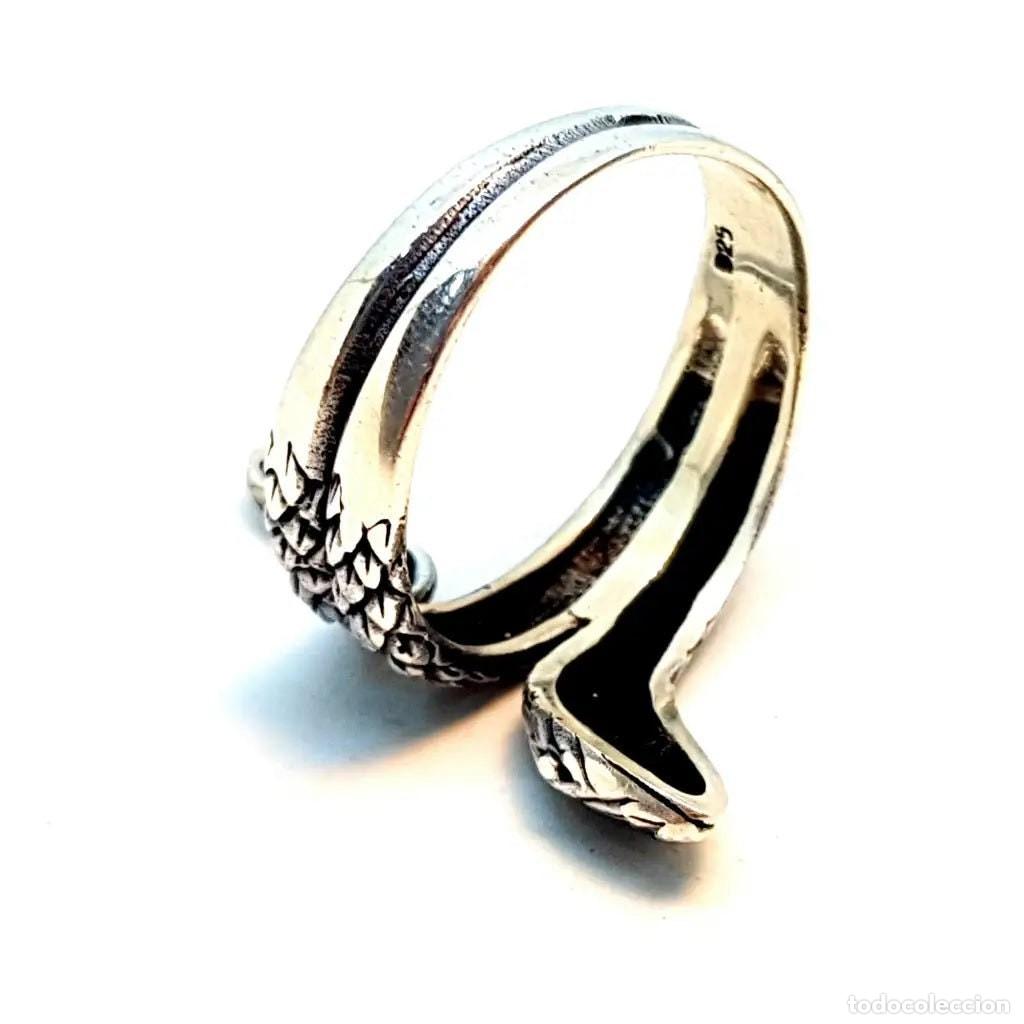 Joyeria: Anillo vintage de serpiente, plata de ley, estilo boho. - Foto 5