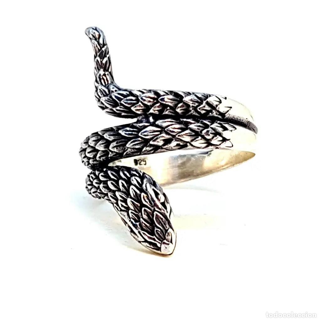 Joyeria: Anillo vintage de serpiente, plata de ley, estilo boho. - Foto 6