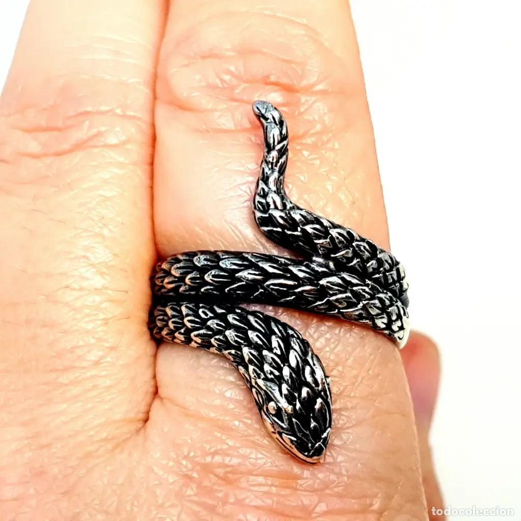 Joyeria: Anillo vintage de serpiente, plata de ley, estilo boho. - Foto 8