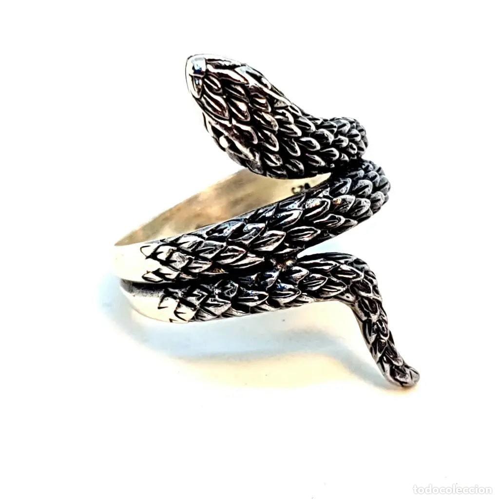 Joyeria: Anillo vintage de serpiente, plata de ley, estilo boho. - Foto 9