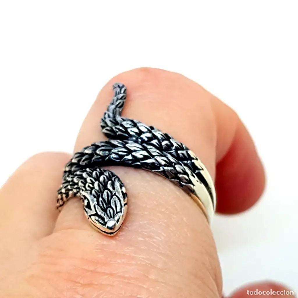 Joyeria: Anillo vintage de serpiente, plata de ley, estilo boho. - Foto 1