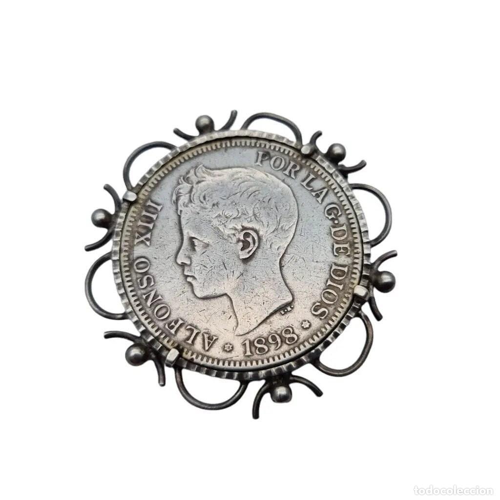 Joyeria: Joyas moneda de plata, broche de plata, broche moneda de plata original. - Foto 1