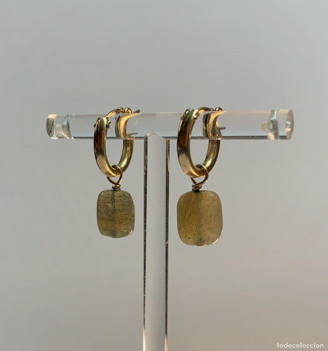 Joyeria: Aretes de labradorita con ba&ntilde;o de oro. - Foto 1
