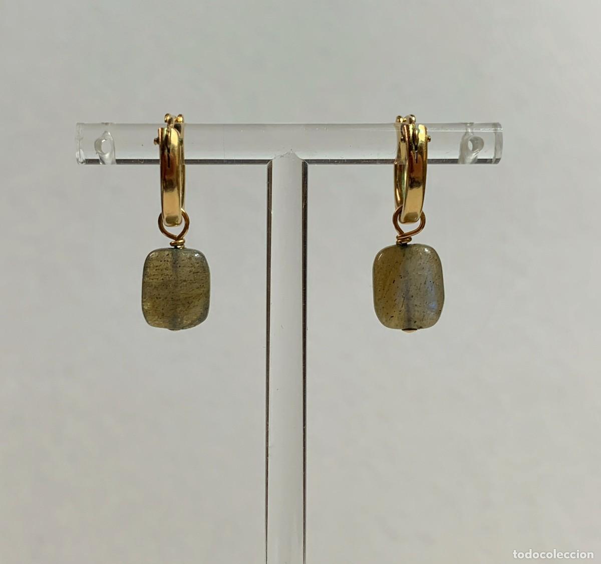 Joyeria: Aretes de labradorita con ba&ntilde;o de oro. - Foto 2