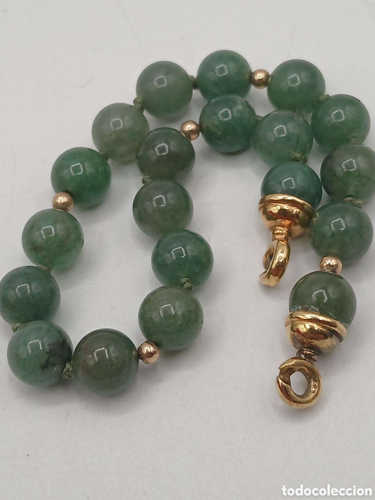 Joyeria: Pulsera plata 925mls chapado oro y jade verde - Foto 3