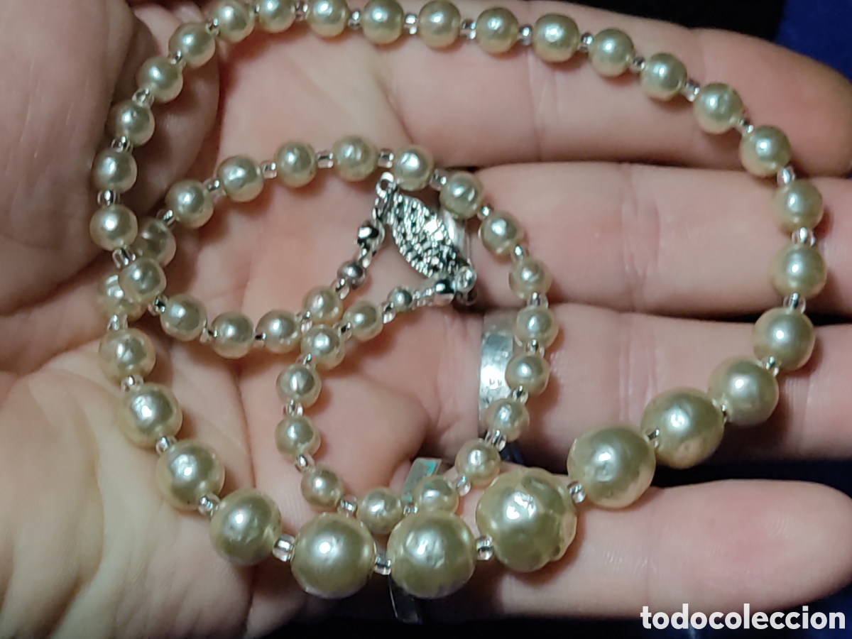 Joyeria: Collar de perlas rugosas.Vintage. - Foto 6