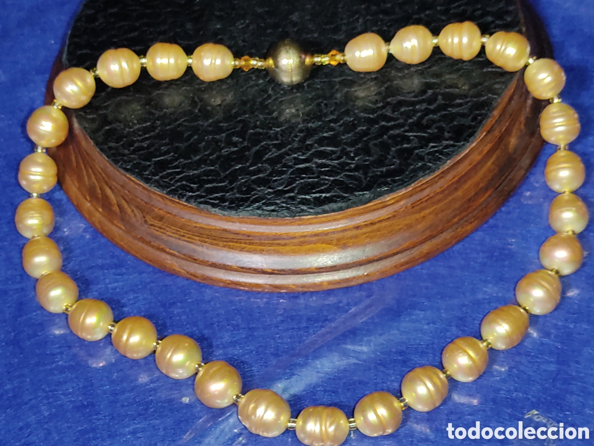 Joyeria: Collar de hermosas perlas doradas.Vintage. - Foto 2