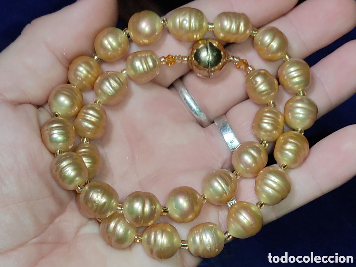 Joyeria: Collar de hermosas perlas doradas.Vintage. - Foto 4