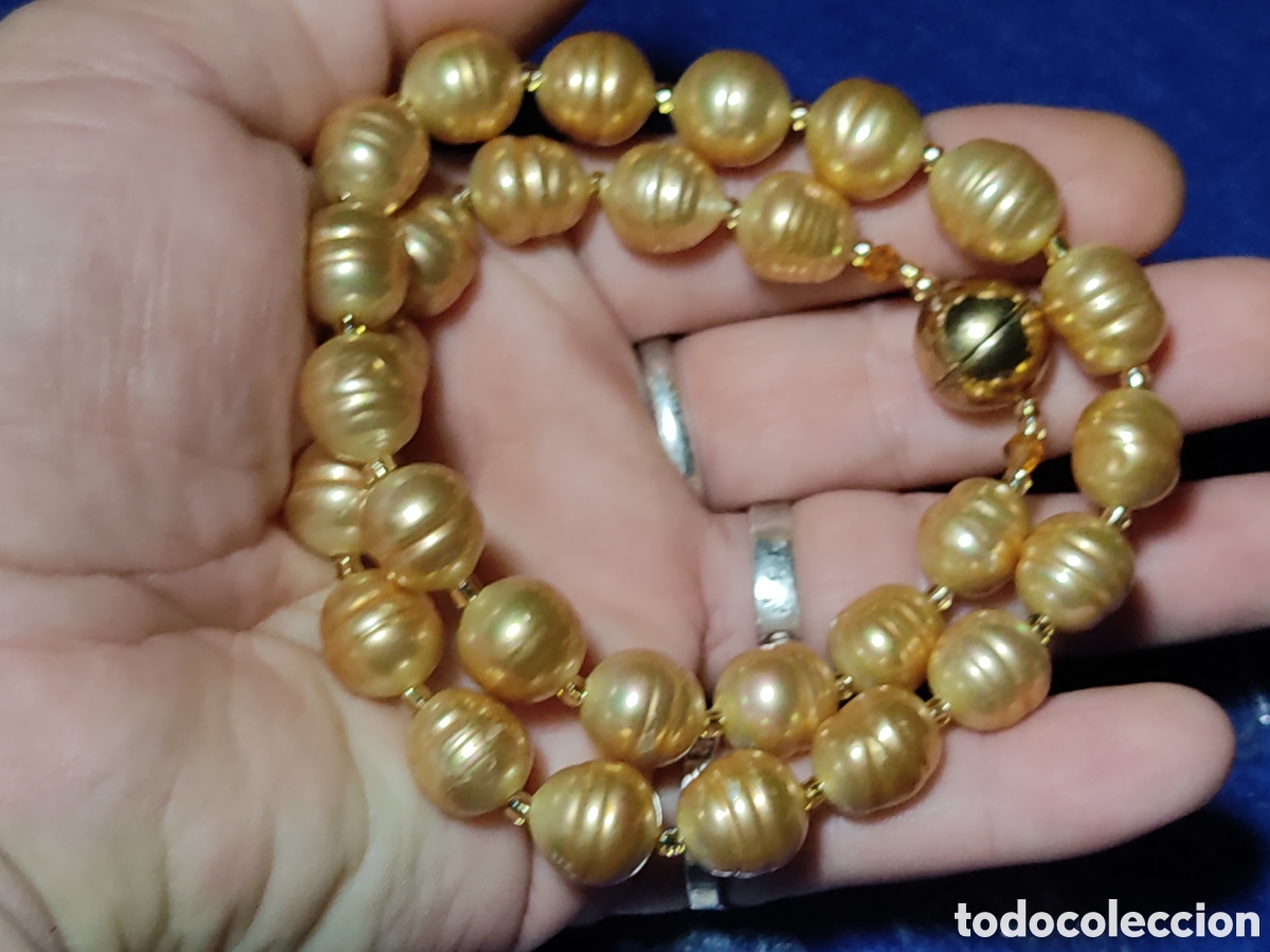 Joyeria: Collar de hermosas perlas doradas.Vintage. - Foto 8