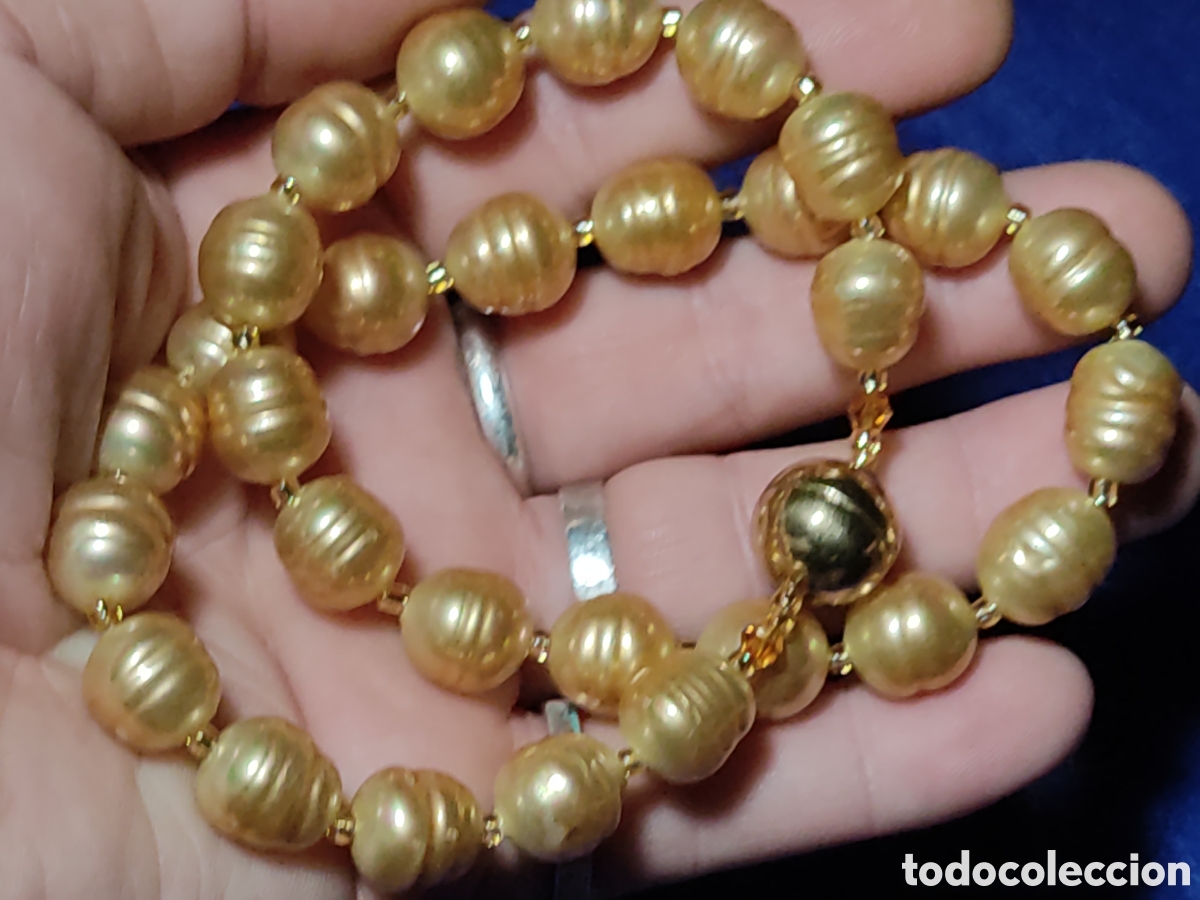 Joyeria: Collar de hermosas perlas doradas.Vintage. - Foto 9