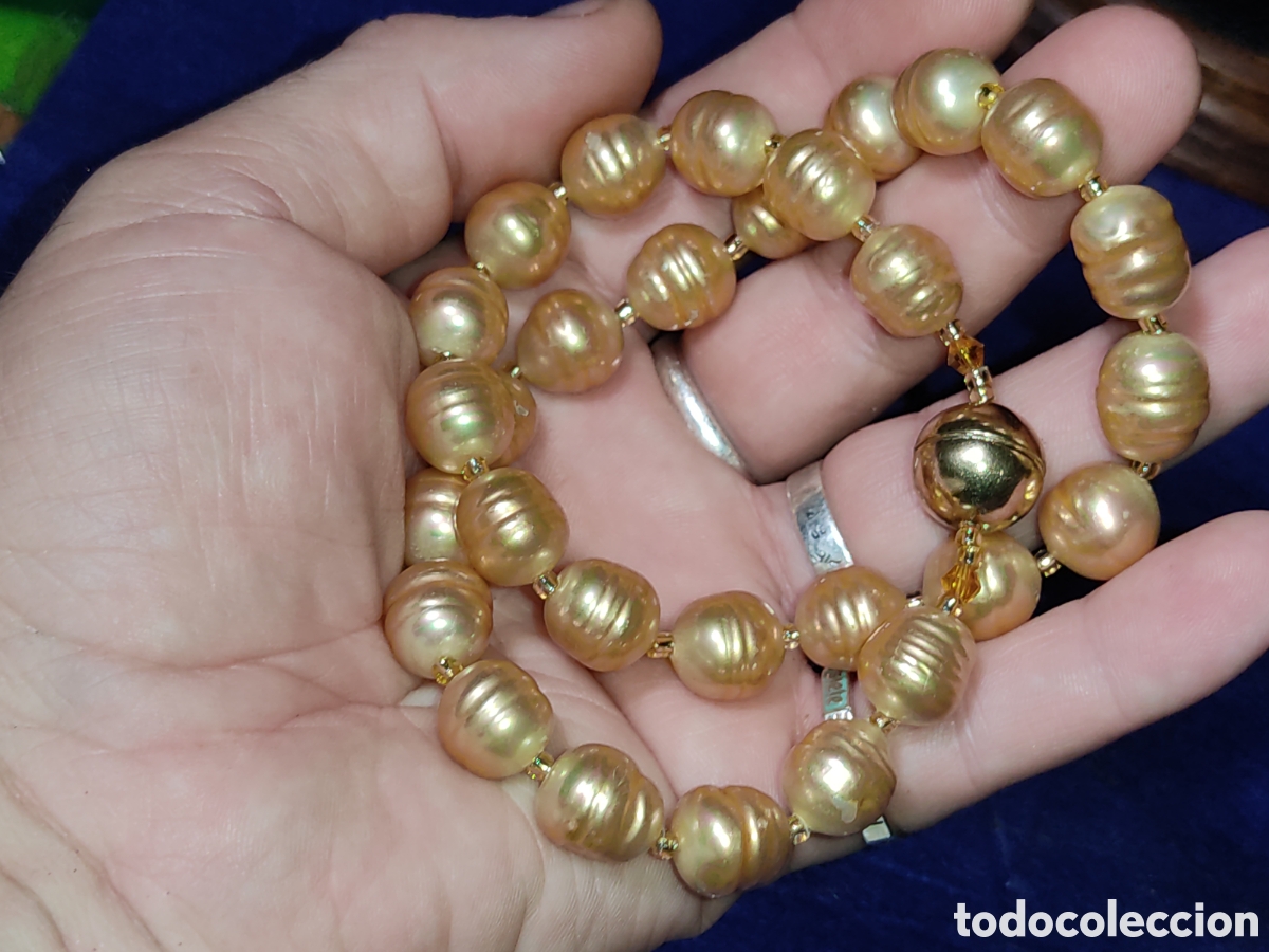 Joyeria: Collar de hermosas perlas doradas.Vintage. - Foto 10