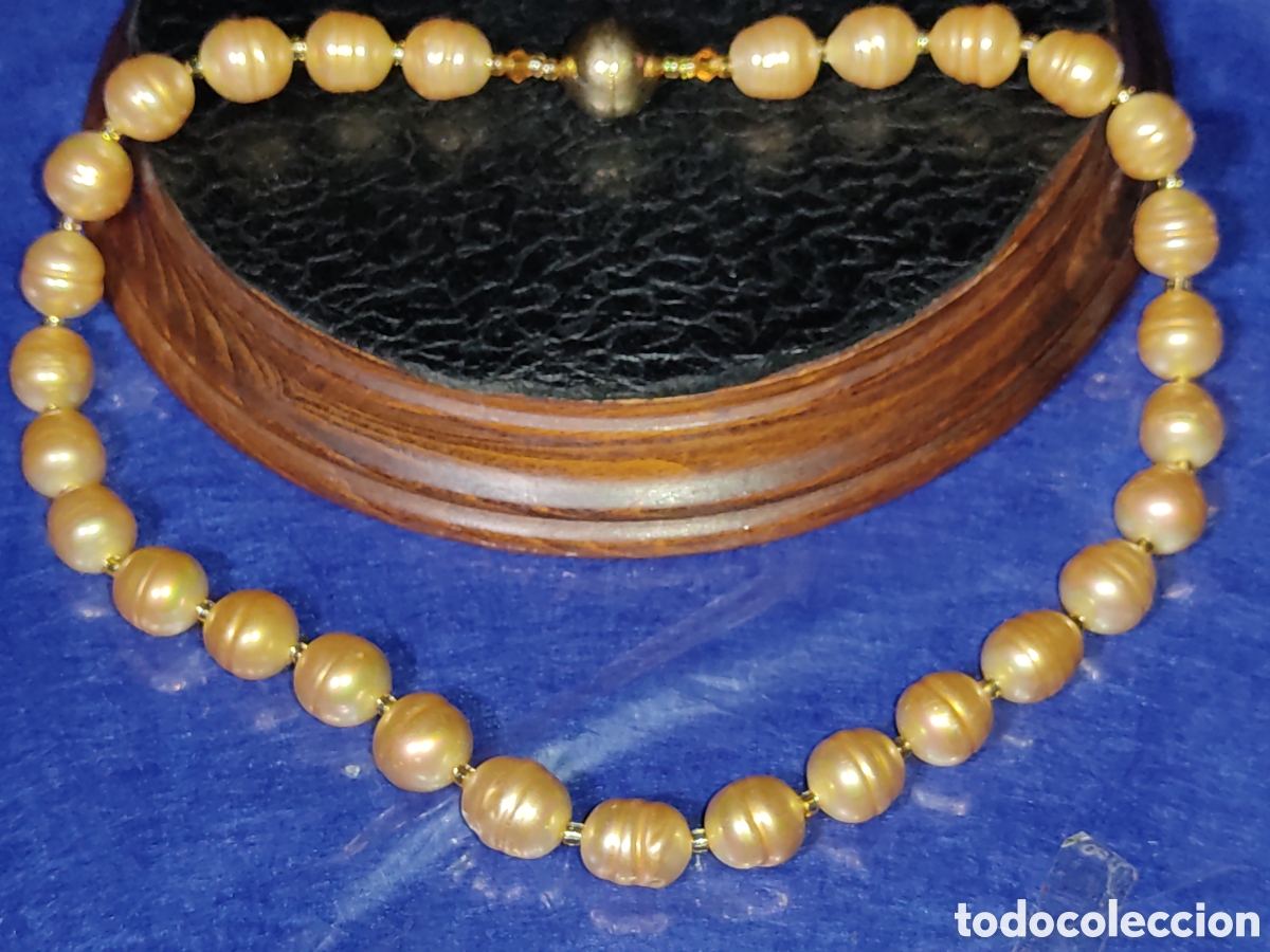 Joyeria: Collar de hermosas perlas doradas.Vintage. - Foto 1