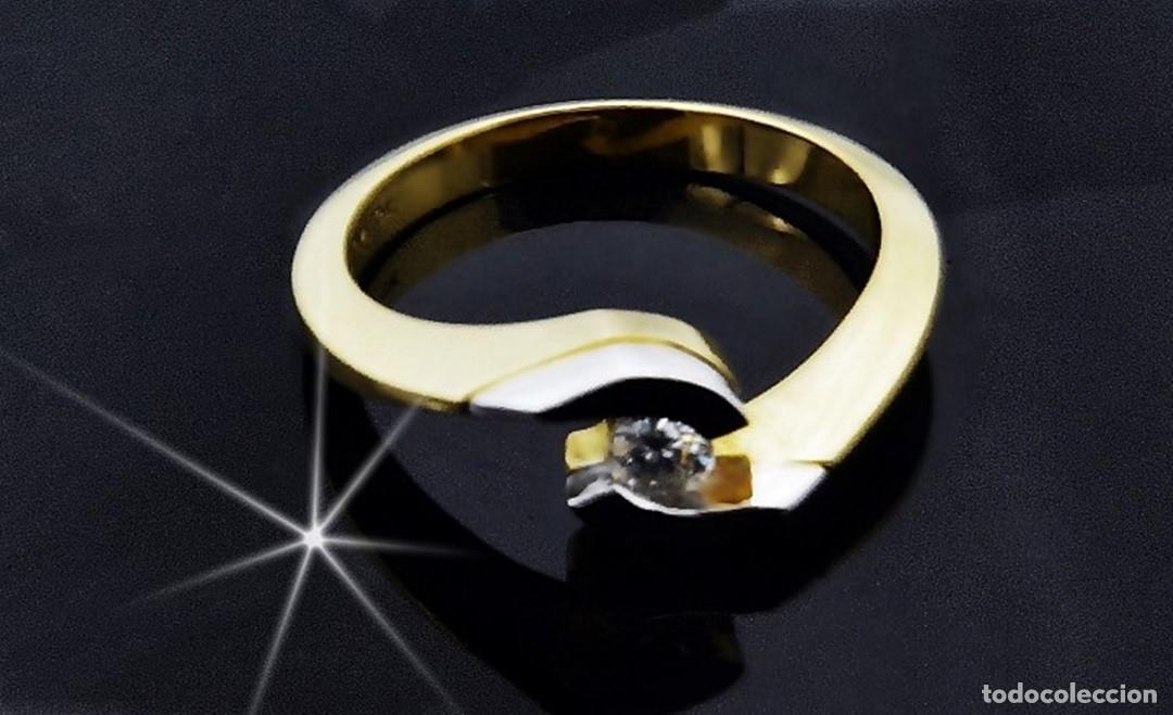 Jewelry: 4.8 GRAMOS: GENU&Iacute;NO DIAMANTE Y ORO LEY 750 : MAGNIFICA SORTIJA DE JOYER&Iacute;A CON 1 BRILLANTE Y ORO 18K