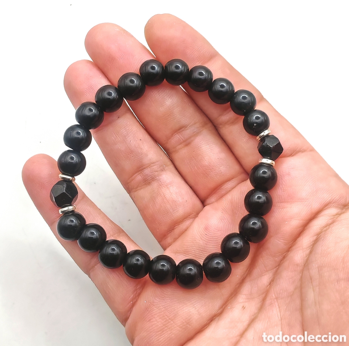 Joyeria: Pulsera El&aacute;stica de Obsidiana Negra - Foto 2