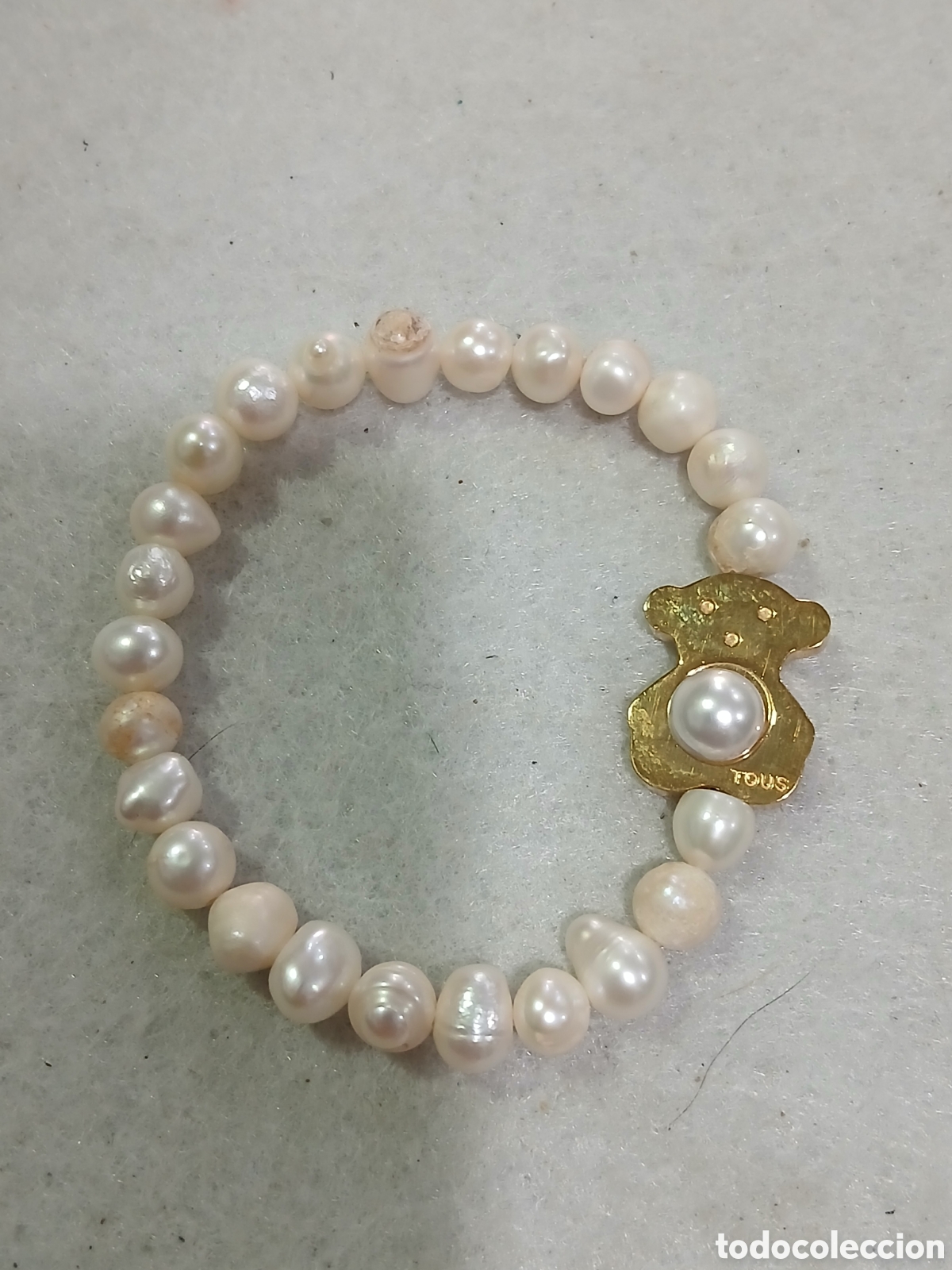 Joyeria: Pulsera perlas con osito dorado. (L66) - Foto 1
