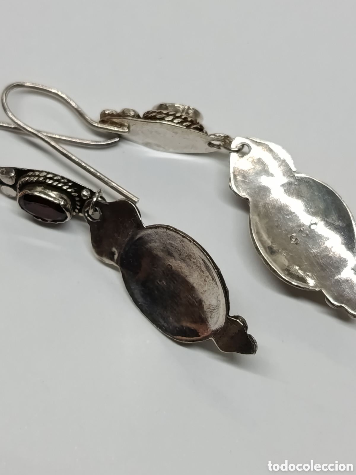 Joyeria: Pendientes largos , plata y granates. &Eacute;tnicos . - Foto 2