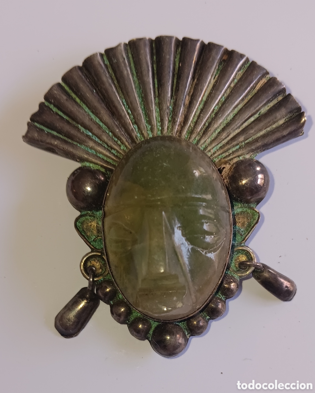 Joyeria: Broche mejicano en plata y onix. - Foto 4