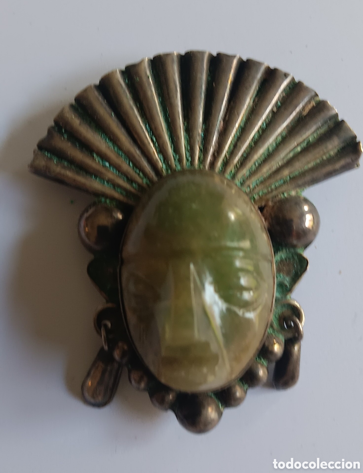 Joyeria: Broche mejicano en plata y onix. - Foto 1