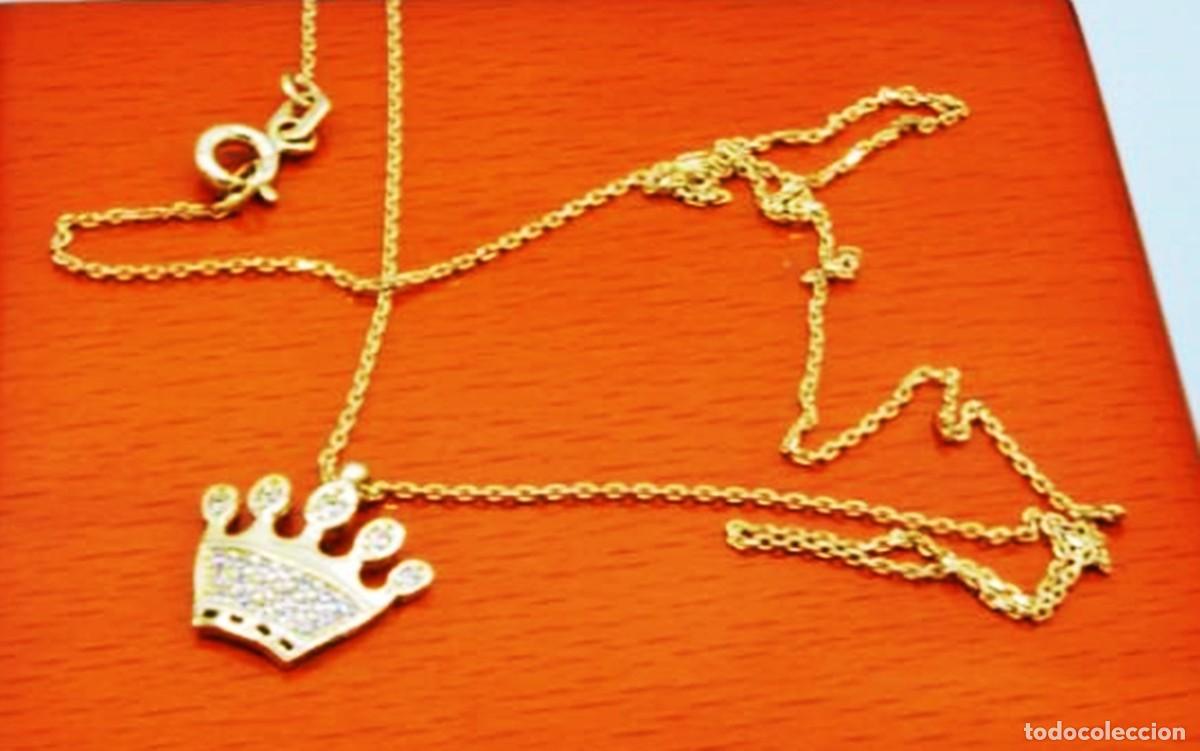 Gioielleria: ORO 14 KILATES CADENA Y COLGANTE : FINO COLLAR Y COLGANTE CORONA PRINCESA IDEAL PARA TODA EDAD 14KTS