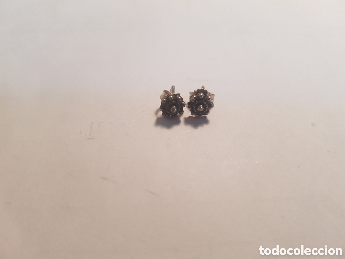 Joyeria: #1123 Pendientes bot&oacute;n charro plata de ley 925 - Foto 1