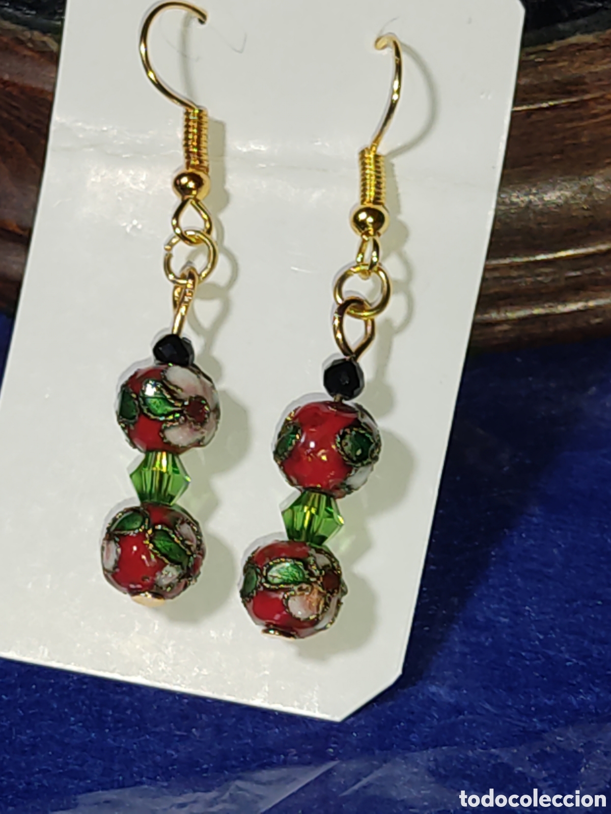 Joyeria: Pendientes laton y esmalte o Cloisonne. - Foto 2