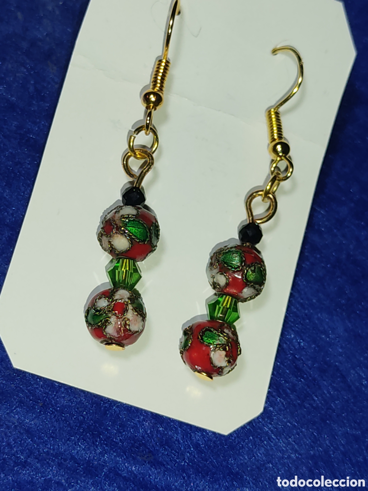 Joyeria: Pendientes laton y esmalte o Cloisonne. - Foto 4
