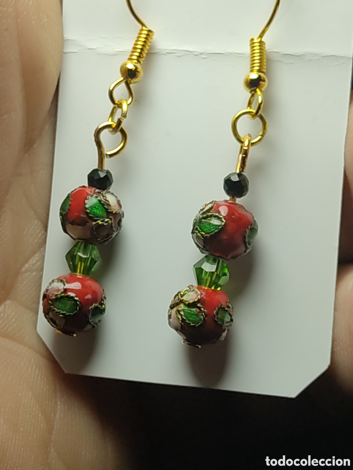 Joyeria: Pendientes laton y esmalte o Cloisonne. - Foto 5