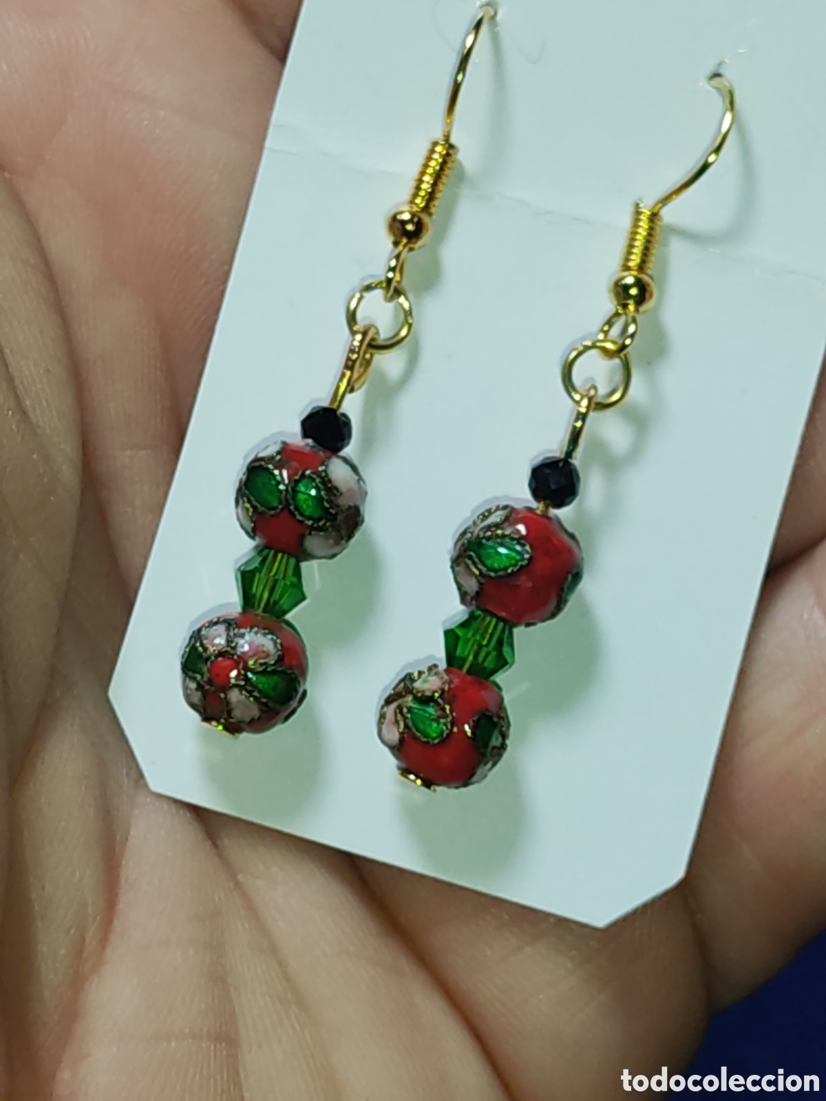 Joyeria: Pendientes laton y esmalte o Cloisonne. - Foto 1