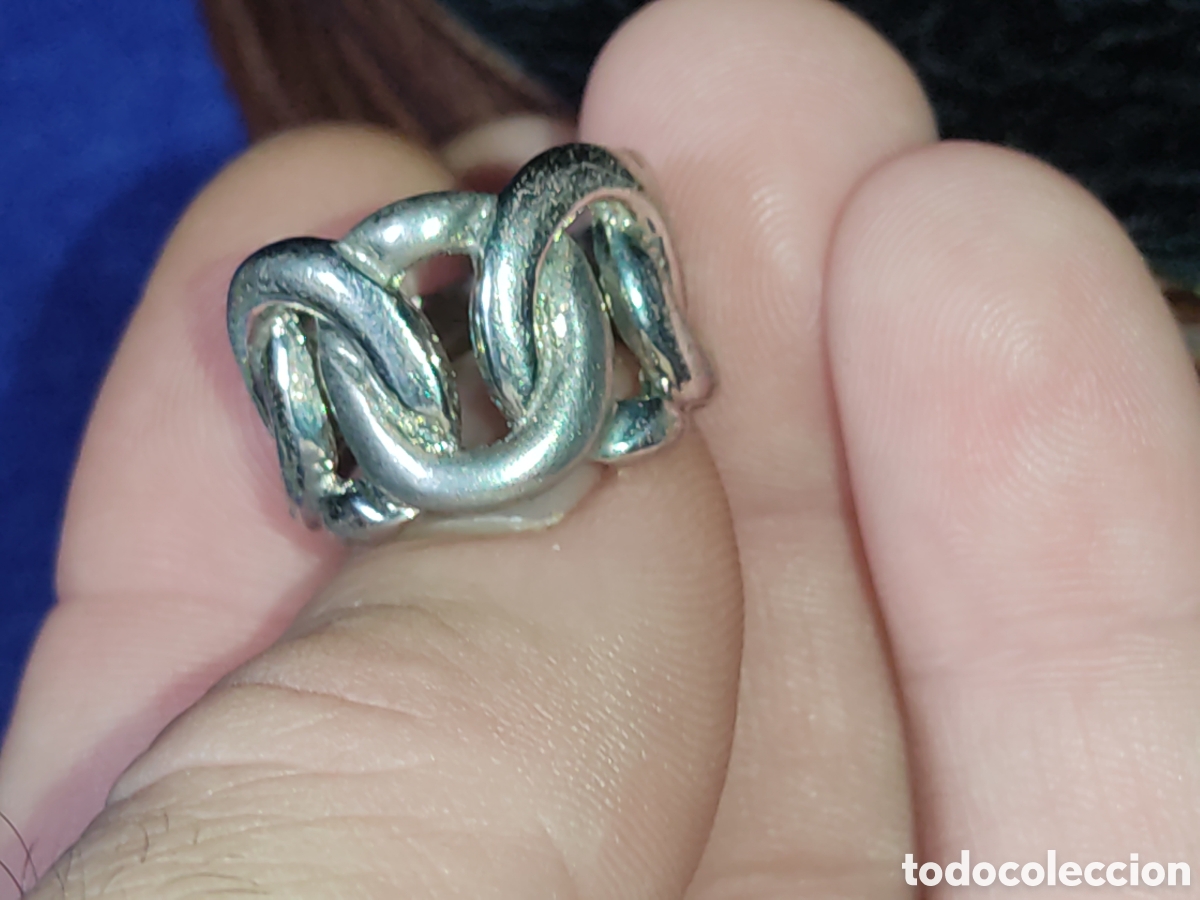 Joyeria: Anillo entrelazado de plata contrastada.Vintage. - Foto 4