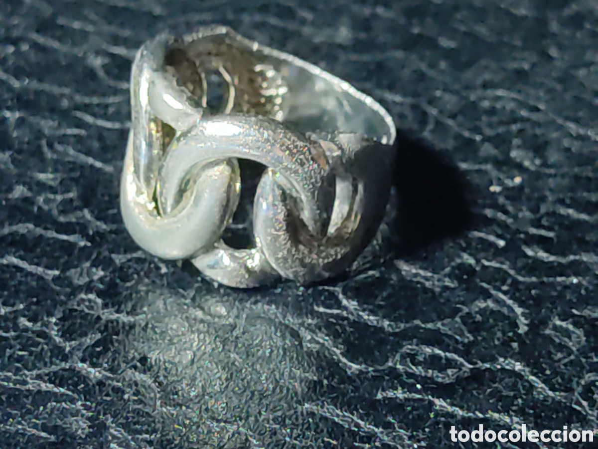 Joyeria: Anillo entrelazado de plata contrastada.Vintage. - Foto 5