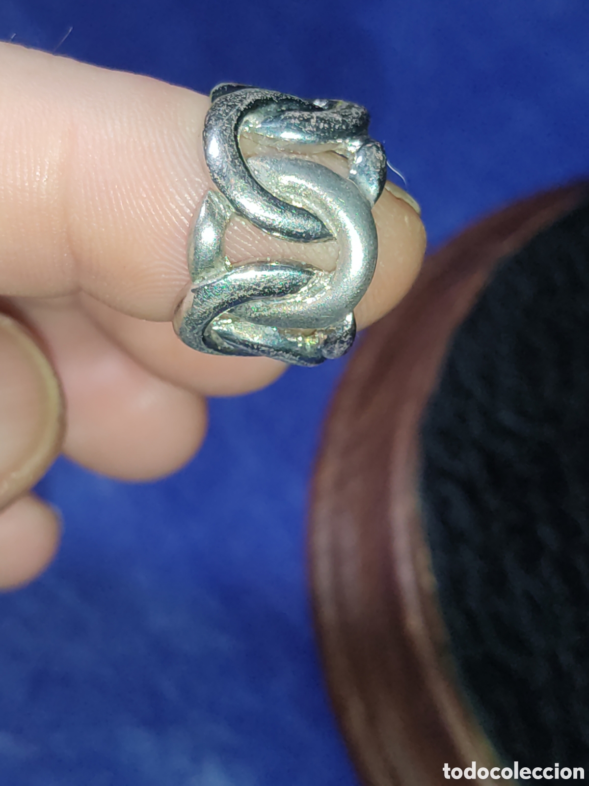 Joyeria: Anillo entrelazado de plata contrastada.Vintage. - Foto 6