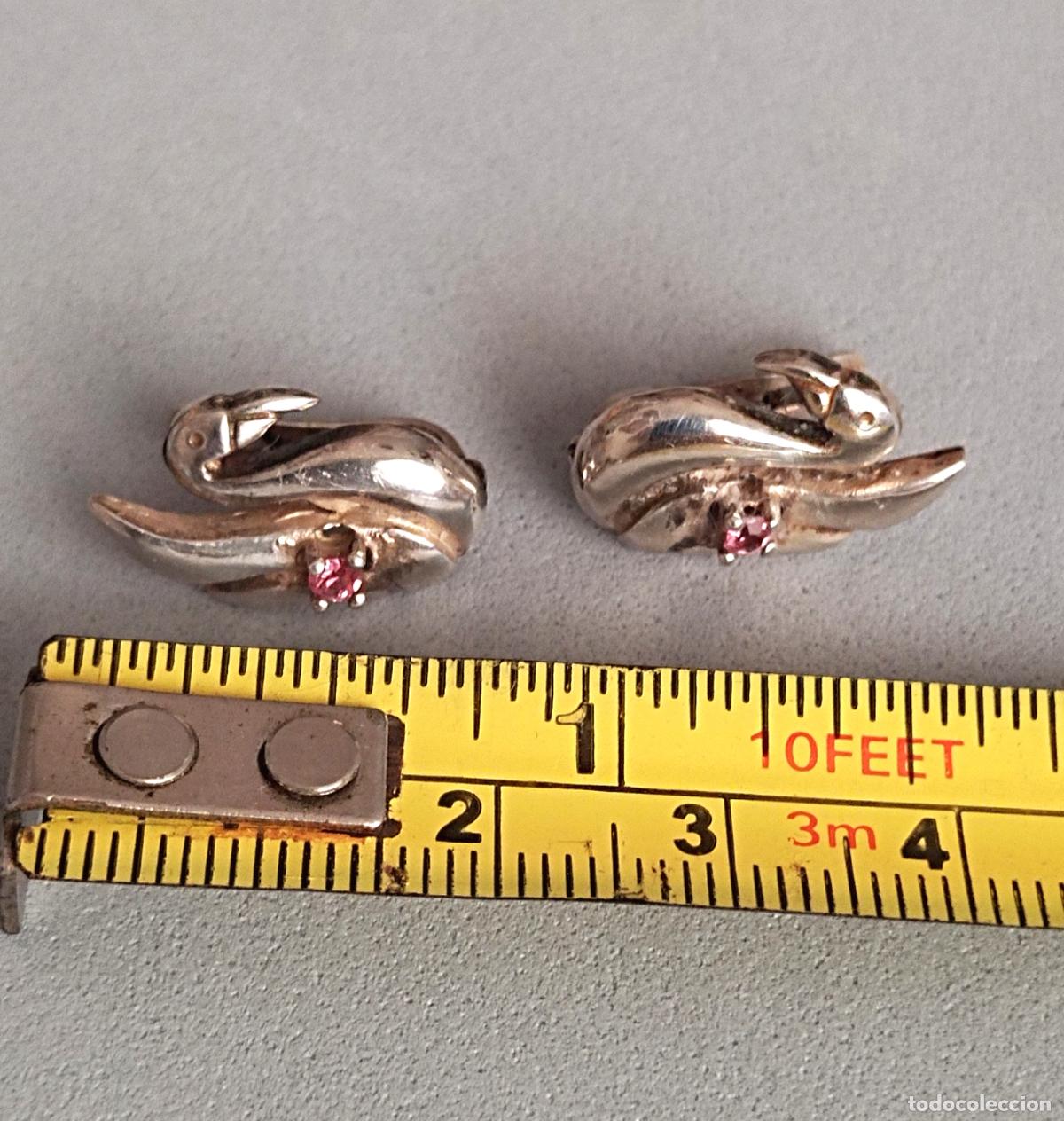 Joyeria: Pendientes de plata de ley contrastada, cisnes. Cierre de pala. - Foto 3