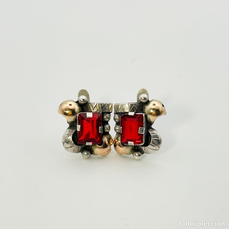 Joyeria: Pendientes Modernistas en Plata, Oro y Rub&iacute; - Foto 2