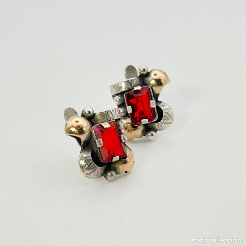 Joyeria: Pendientes Modernistas en Plata, Oro y Rub&iacute; - Foto 1