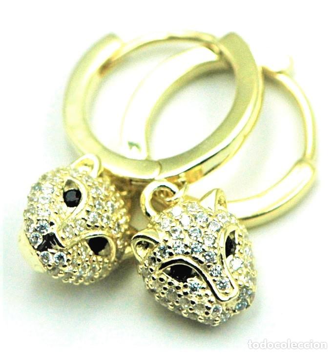Joyeria: Pendientes de aro pantera Plata dorada y circonitas - Foto 1