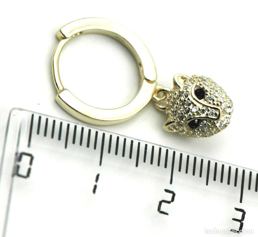 Joyeria: Pendientes de aro pantera Plata dorada y circonitas - Foto 2