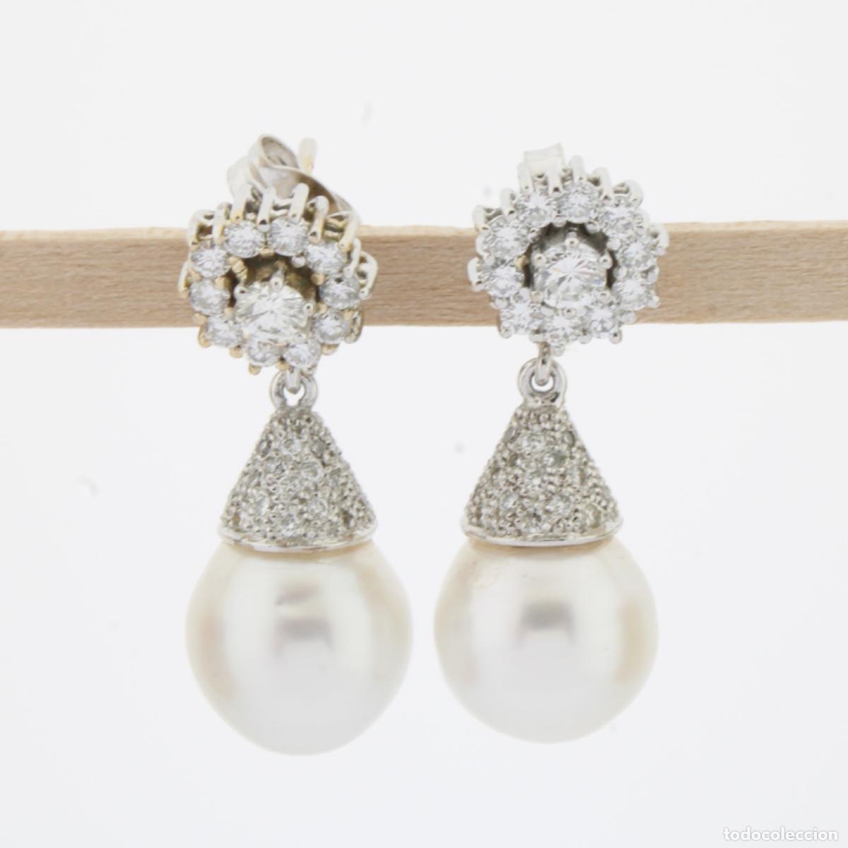 Joyeria: Pendientes oro blanco con brillantes y perla - Foto 1
