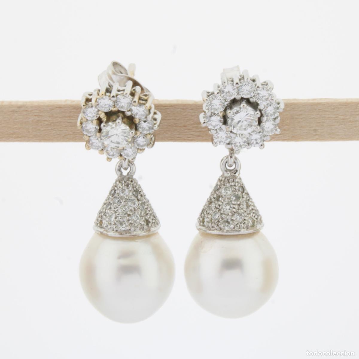 Joyeria: Pendientes oro blanco con brillantes y perla - Foto 3
