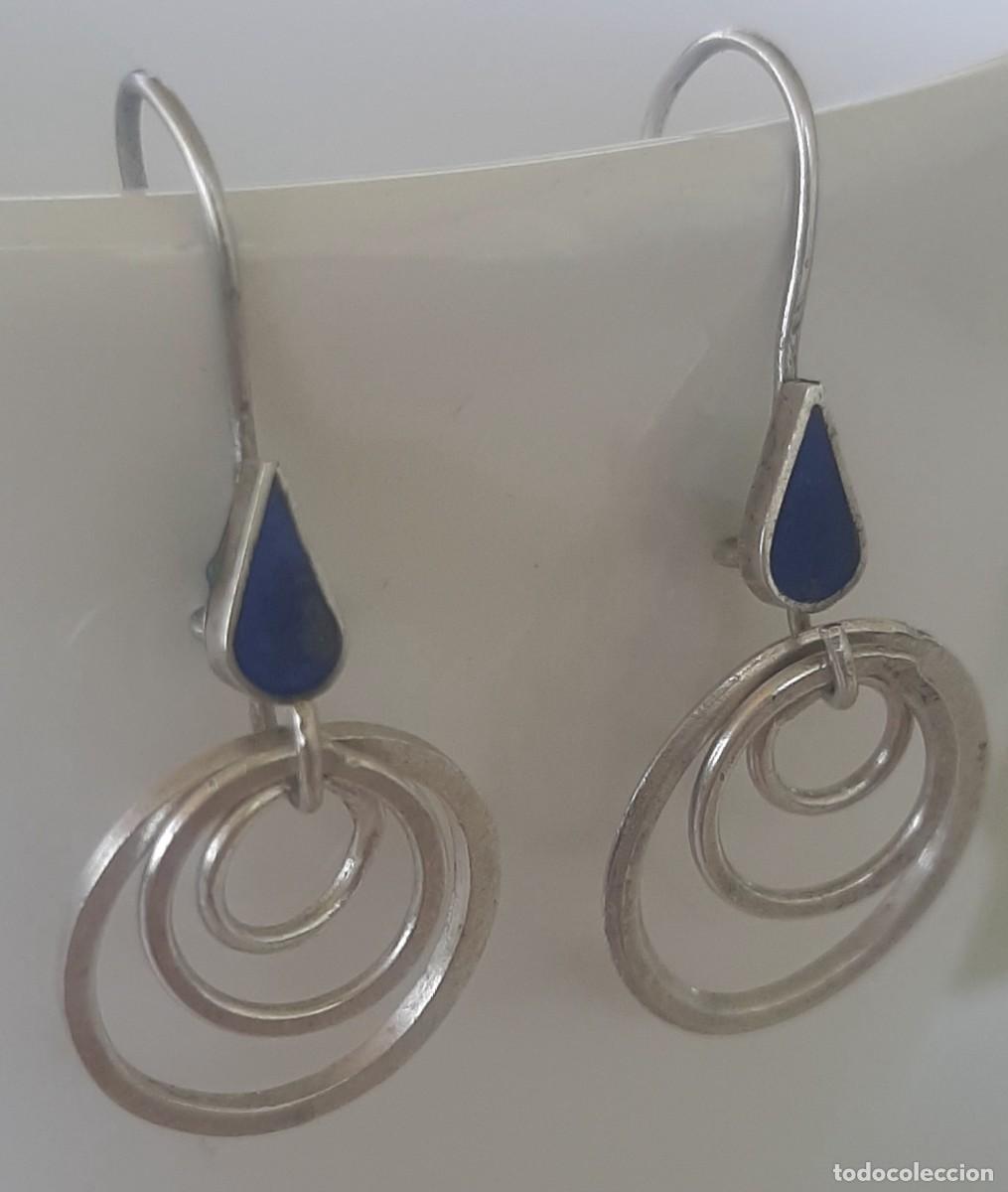 Joyeria: Pendientes de aros. Plata Ley y Lapisl&aacute;zuli, hechos a mano. - Foto 1