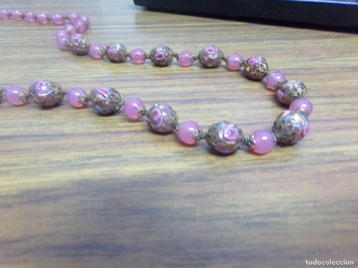 Joyeria: ESTAMOS LIQUIDANDO. Collar antiguo de bolas rosas con cierre - Foto 1