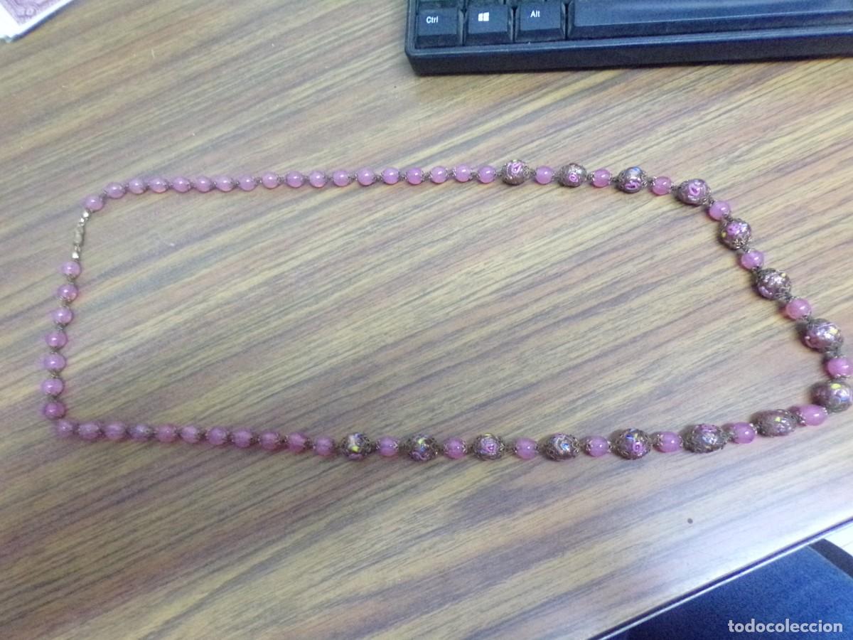 Joyeria: ESTAMOS LIQUIDANDO. Collar antiguo de bolas rosas con cierre - Foto 2