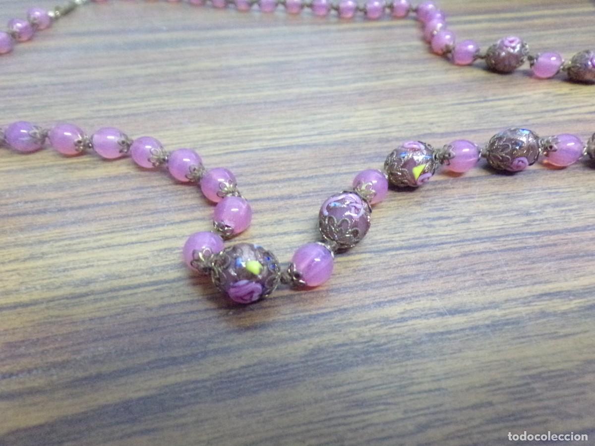 Joyeria: ESTAMOS LIQUIDANDO. Collar antiguo de bolas rosas con cierre - Foto 3