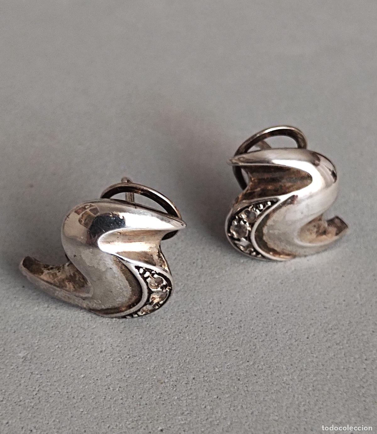 Joyeria: Pendientes de plata de ley con circonitas, cierre de omega. - Foto 1