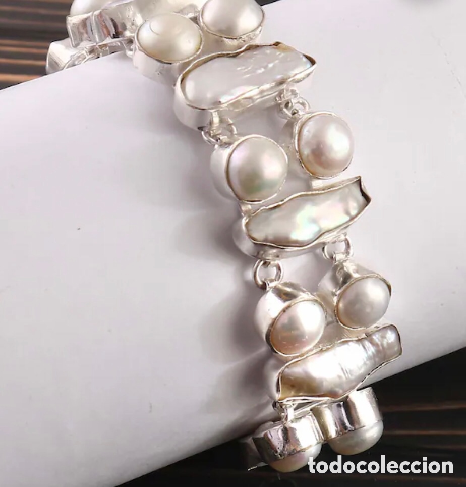 Joyeria: Pulsera o brazalete de plata y perlas barrocas - Foto 1