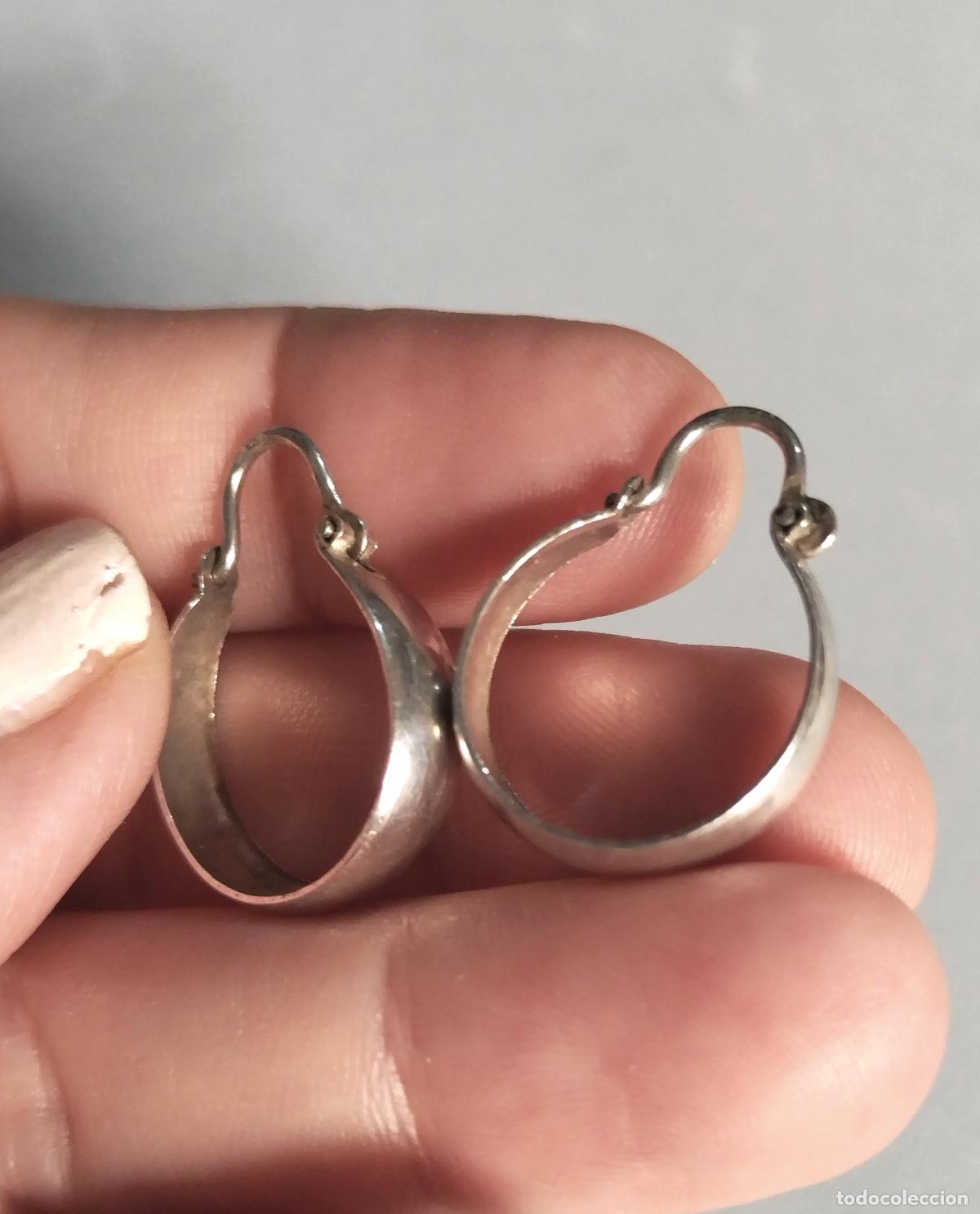 Joyeria: Pendientes de plata de ley contrastada, aros. - Foto 4