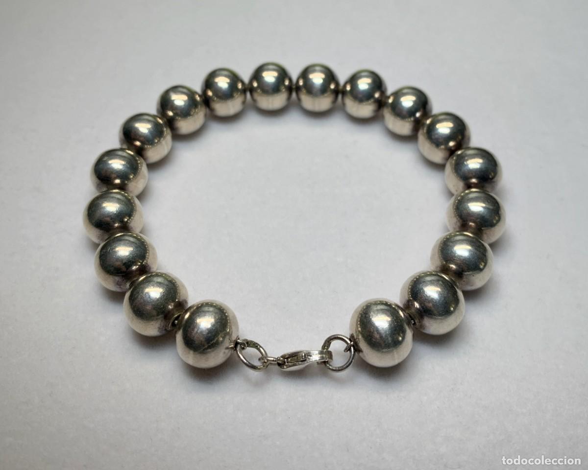 Joyeria: Pulsera Vintage de cuentas de plata de 8 mm - Foto 2