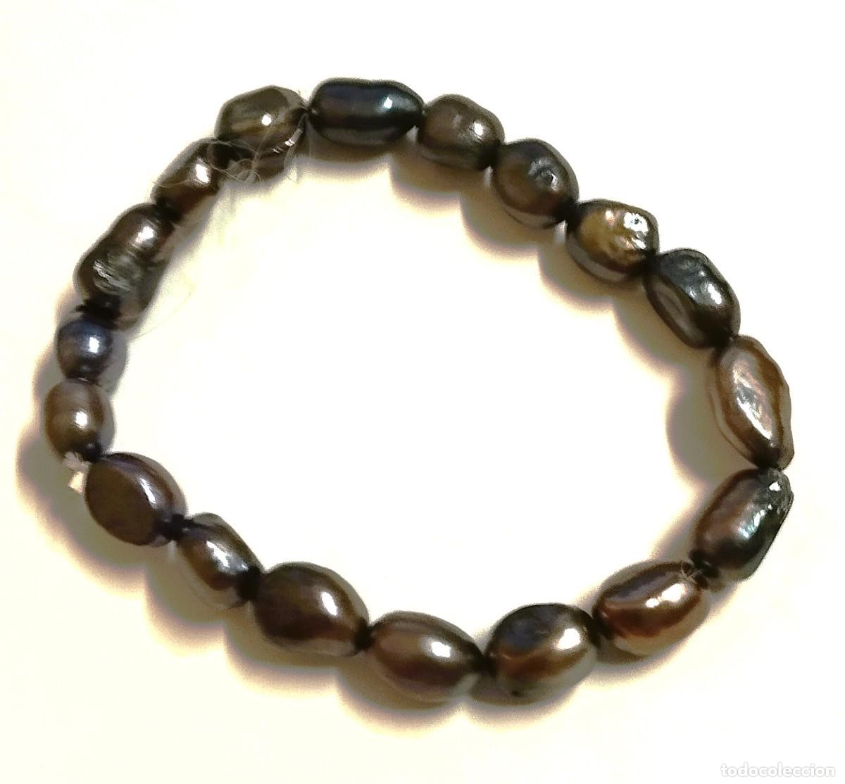 Joyeria: Pulsera perlas naturales gris-azuladas, el&aacute;stica - Foto 1
