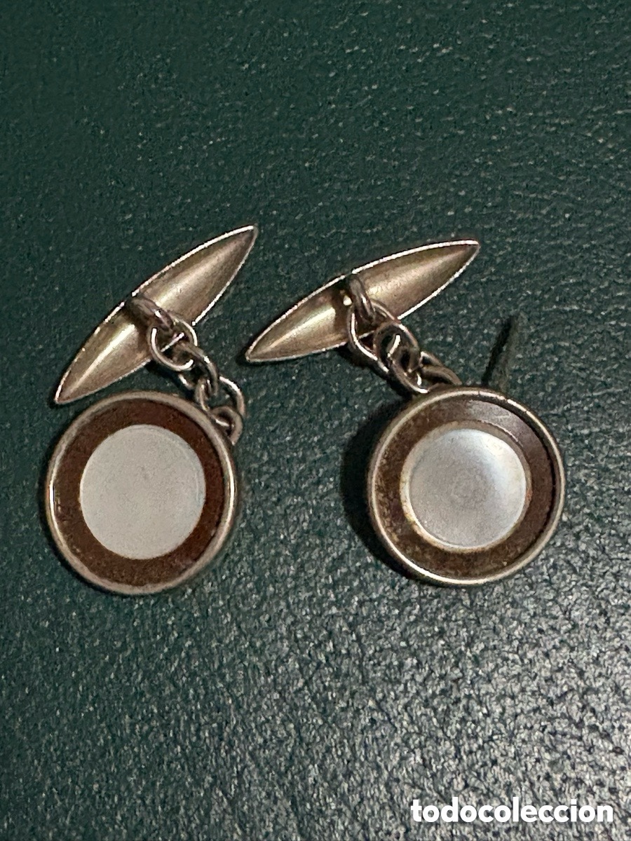Joyeria: Antiguos gemelos con centro de n&aacute;car (A1) - Foto 1