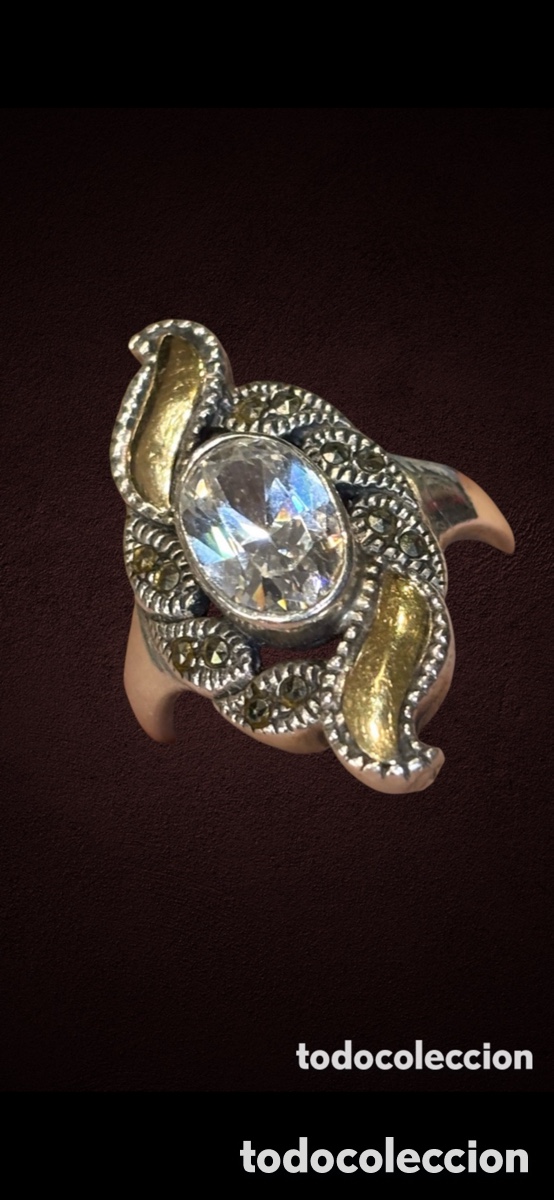 Joyeria: ANTIGUO ANILLO CON TOPACIO Y MARQUESITAS - Foto 2
